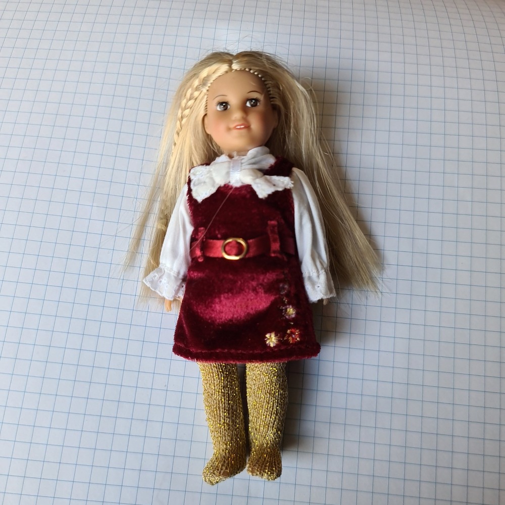 American‎ Girl Julie Albright Mini Doll 6" Blonde Brown Eyes Velvet Dress